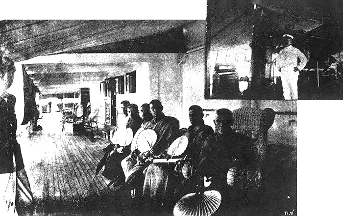 พระสงฆ์ลังกามาเฝ้าในเรือซักซัน และนายเรือซักซัน
